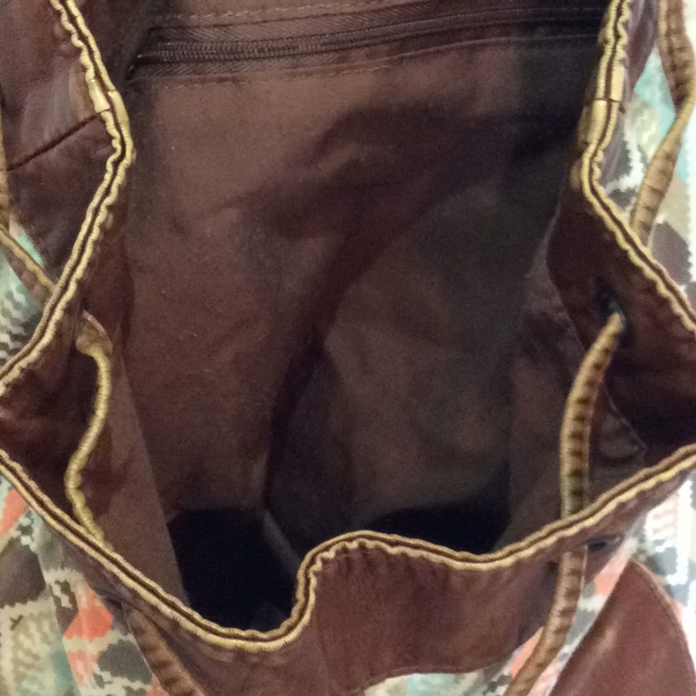 Multicolored Striped/Patterned Drawstring Backpack - image 3